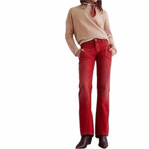Free People We the Free Carnivale Low Rise Bootcut Jeans Hot Tamale Red 25